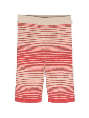 Gucci Kids logo-patch striped ribbed shorts - Neutrals