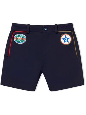 Gucci Kids logo-patch tailored shorts - Blue