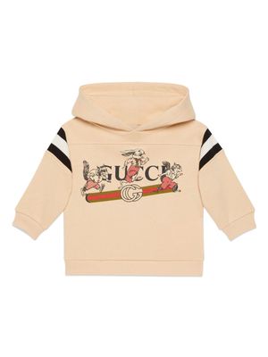 Gucci Kids logo-print cotton hoodie - Neutrals