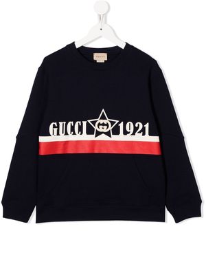 Gucci Kids logo-print cotton sweatshirt - Blue