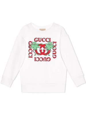 Gucci Kids logo-print cotton sweatshirt - White