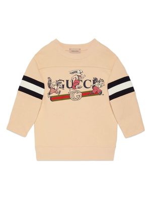 Gucci Kids logo-print jersey sweatshirt - Neutrals