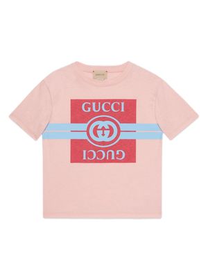 Gucci Kids logo-print jersey T-shirt - Pink