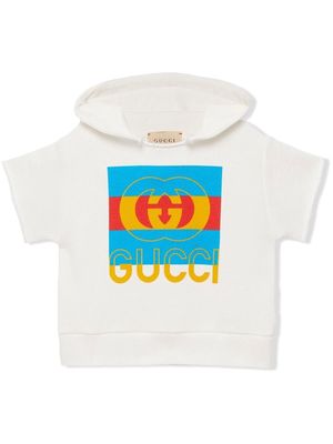Gucci Kids logo-print short-sleeved hoodie - White
