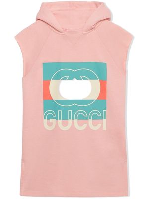 Gucci Kids logo-print sleeveless hoodie dress - Pink