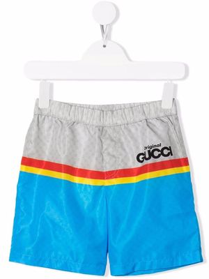 Gucci Kids logo-print swim shorts - Grey