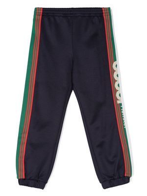 Gucci Kids logo-tape striped track pants - Blue