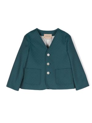 Gucci Kids monogram jacquard wool cardigan - Green