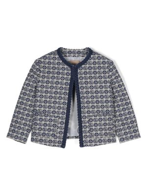 Gucci Kids monogram-pattern round-neck jacket - Blue