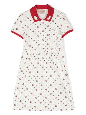 Gucci Kids monogram-pattern short-sleeved dress - White
