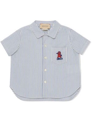 Gucci Kids motif-embroidered stripe-print shirt - Blue