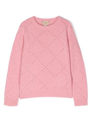 Gucci Kids open-knit wool jumper - Pink