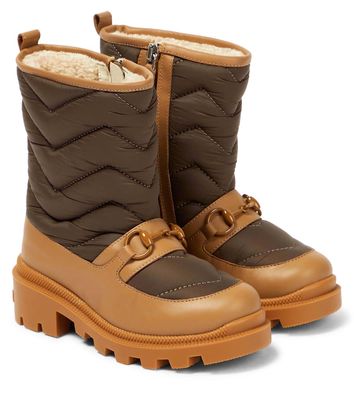 Gucci Kids Padded leather-trimmed snow boots