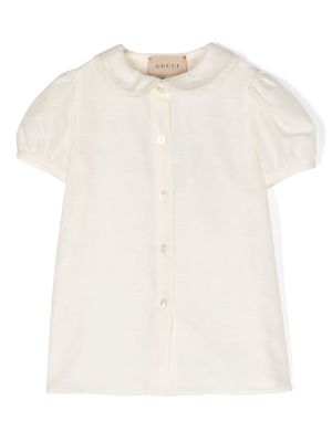 Gucci Kids patterned-jacquard cotton shirt - Neutrals