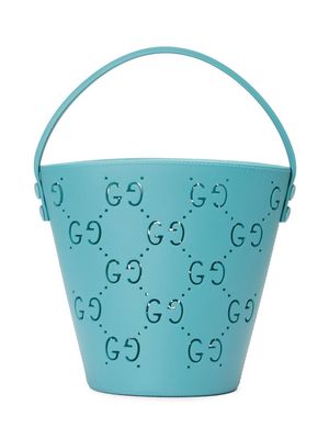 Gucci Kids perforated GG supreme bucket bag - Blue