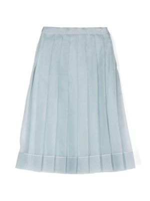 Gucci Kids pleated silk-organza skirt - Blue