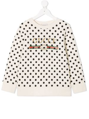 Gucci Kids polka-dot print sweatshirt - Neutrals