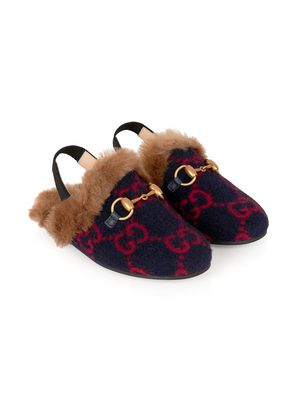 Gucci Kids Princetown horsebit-detail slippers - Blue