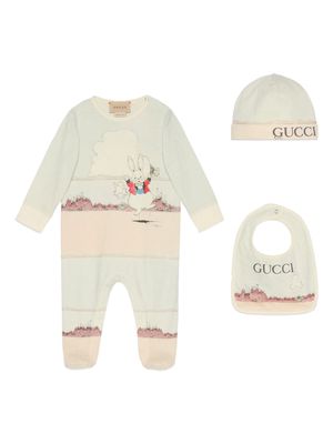Gucci Kids printed cotton babygrow set - Blue