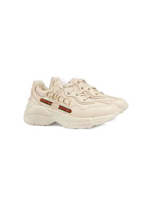 Gucci Kids Rhyton leather sneakers - Neutrals