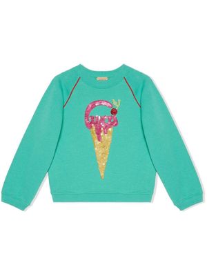 Gucci Kids sequin-embellished ice cream sweatshirt - Green