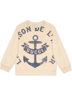 Gucci Kids slogan-print sweatshirt - Neutrals