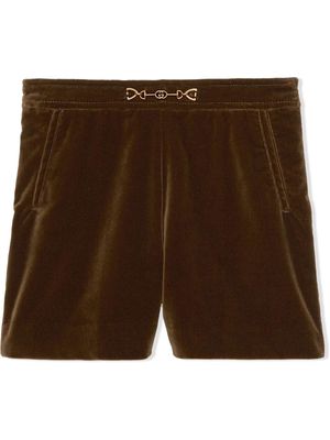 Gucci Kids stretch velvet shorts - Brown