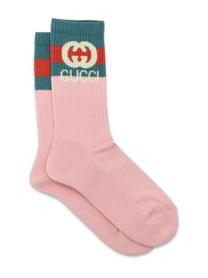 Gucci Kids stripe-trim logo-knit socks - Multicolour
