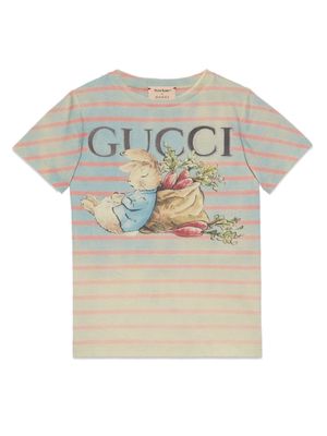 Gucci Kids striped cotton T-shirt - Blue