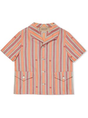 Gucci Kids striped oxford cotton shirt - Orange