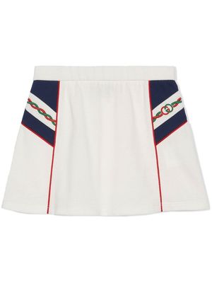 Gucci Kids torchon-embroidered jersey skirt - White