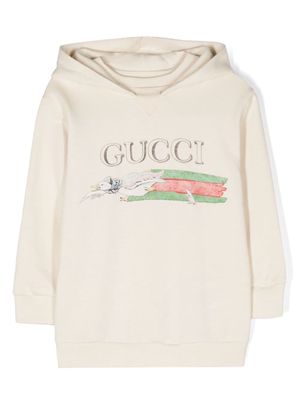 Gucci Kids Web-detailed cotton hoodie - Neutrals