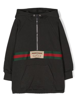 Gucci Kids Web-detailed half-zip hoodie - Grey