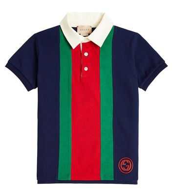 Gucci Kids Web Stripe cotton jersey polo shirt