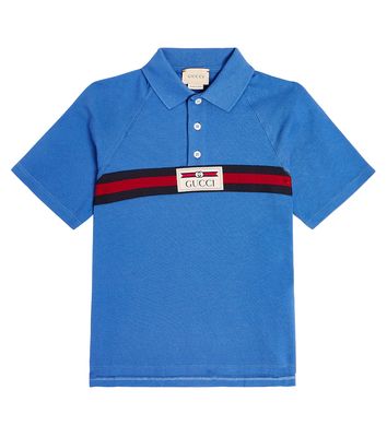 Gucci Kids Web Stripe cotton piqué polo shirt