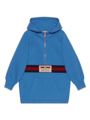 Gucci Kids Web Stripe half-zip hoodie - Blue