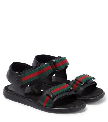 Gucci Kids Web Stripe leather sandals
