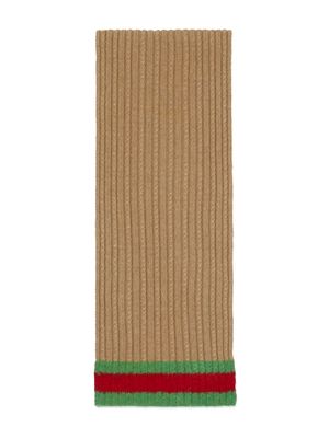 Gucci Kids Web-stripe ribbed-knit scarf - Neutrals