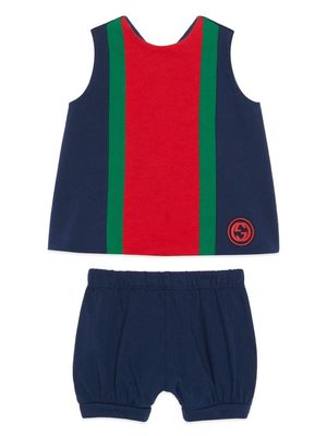 Gucci Kids Web-Stripe vest and shorts set - Blue