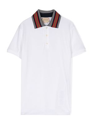 Gucci Kids Web-striped-collar polo shirt - White