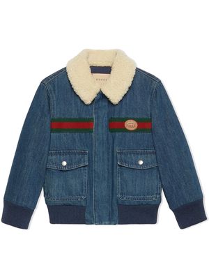 Gucci Kids Web-trim bomber jacket - Blue