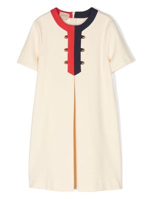 Gucci Kids Web-trim box-pleat dress - Neutrals