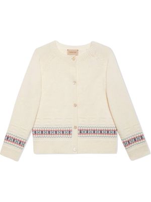 Gucci Kids wool jacquard cardigan - White