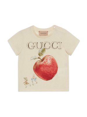 Gucci Kids x Peter Rabbit apple-print T-shirt - Neutrals