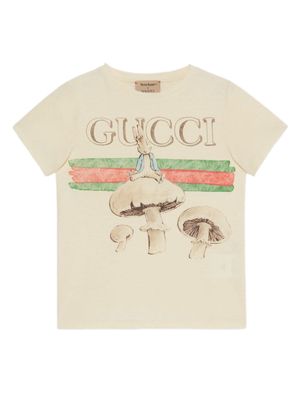 Gucci Kids x Peter Rabbit logo-print T-shirt - Neutrals