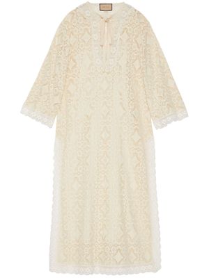Gucci lace-embellished long-sleeves dress - Neutrals
