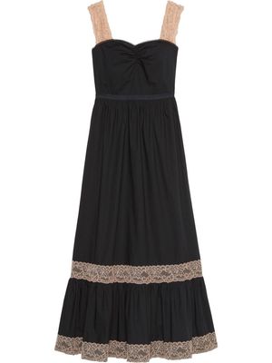Gucci lace-trim cotton maxi dress - Black