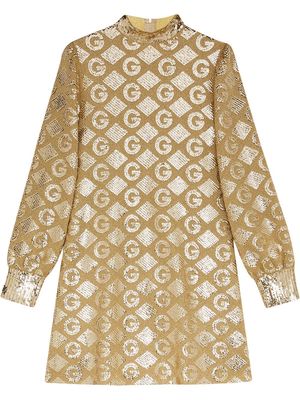 GUCCI lamé G rhombi jacquard dress - Gold