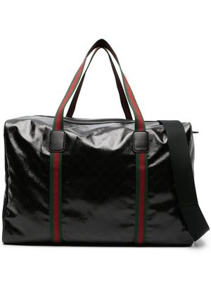 Gucci large Web-detail leather holdall - Black
