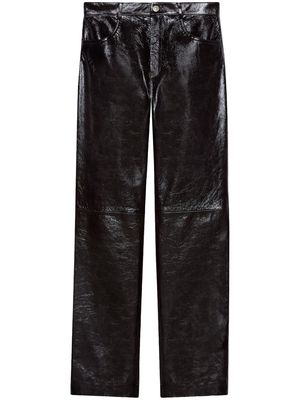 Gucci leather high-shine trousers - Red